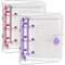 Zonon 2 Sets Mini Transparent Ringbuch Hüllen mit 3 Ringen und Innen Papier Mini Notizbuch Durchsichtig PVC Notizblock Scrapbook Handlich Taschengröße Ringbinder mit Druckknopfverschluss (Rosa, Lila)