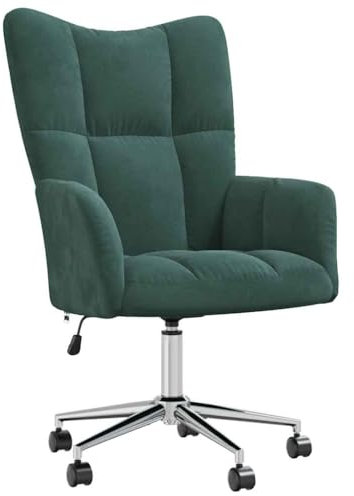 vidaXL Relaxsessel mit Rollen Drehbar Höhenverstellbar Fernsehsessel Polstersessel Polsterstuhl Relaxstuhl Sessel Ohrensessel Wohnzimmer Dunkelgrün Samt
