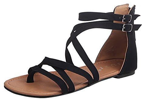 Dasongff Sandales Talon Femme Été Arrière Fermé Sandales Plates Femme Été Enfiler Bande Croisée Orteil Séparateur Romaines Flip Flops Semi Trailer Sandales à Lanières Slip-on Nu-Pieds Confort