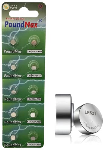 10 X AG0 379 119SG0 SR63 GP379 LR521 D379 SR521W 1.5v PoundMax ALKALINE BUTTON CELL BATTERY