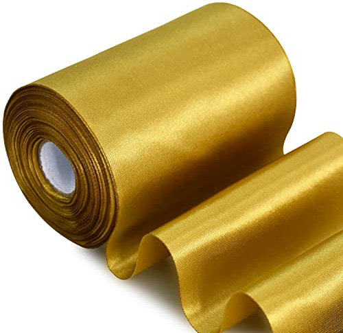 TONIFUL 10cm x 20M Tiefes Gold band breit geschenkband große schleife satinband für auto Bogen Große Eröffnungszeremonie Schleifen Partydekoration Stuhl Hochzeit Der Valentinstag Weihnachten