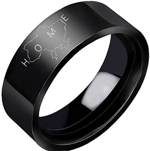 Fopytu Herrenring Edelstahlring Ukrainische Karte Muster Ring Einfacher Fingerring Vintage Gothic Ringe für Frau Mann