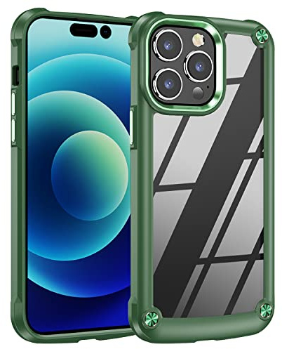 TECHGEAR iPhone 14 Pro Max Tough Case, [Fusion Armour] Premium Slim Hybrid Tough Rugged Protective Bumper Case Heavy Duty Protection with Clear Back Designed For iPhone 14 Pro Max 6.7 - Green