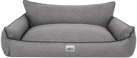 Bjird Hundebett - Hundekorb für kleine mittelgroße & große Hunde - Hundekissen - Hundesofa - Bezug abnehmbar und waschbar - Joker - Größe: M: 82 x 63 cm - Graphit Kunstleinen