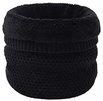 Loop Schal für Damen Frauen Herbst & Winter Warme Gestrickter Schlauchschal Strickschal mit Wolle Rundschal Herrenschal Damenschal (Schwarz, One Size)