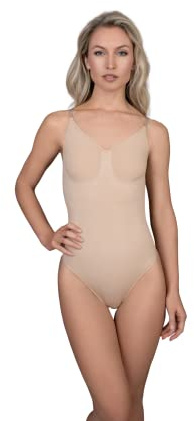 Bye Bra Soft Touch Seamless Bodysuit Ultra Low back Beige XL