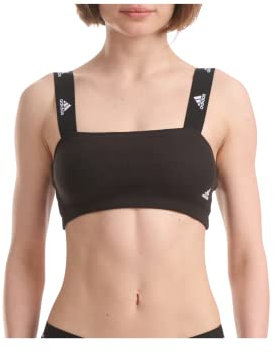 adidas Sujetador bandeau para mujer 2x2 acanalado, Negro -, Large