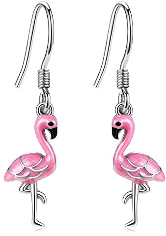 Flamingo Ohrringe Damen 925 Sterling Silber Rosa Flamingo Ohrhänger Tierschmuck Weihnachtsgeschenke für Damen Mädchen Teen