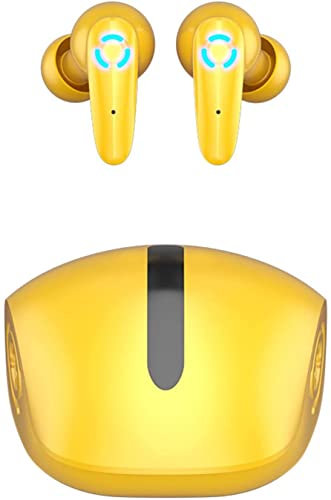 QESTO KNN Bluetooth 5.2 Earbuds, Wireless Earbuds, In-Ear Headphones, Yellow