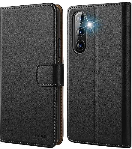 HOOMIL MagFlip Handyhülle für Samsung Galaxy A54 5G Hülle, [Erstklassige Handwerk] Premium Leder Tasche Klappbar Case Schutzhülle - Schwarz