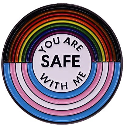 QUREZA You Are Safe With Me LGBTQ Flag Enamel Pin Rainbow Pride Lapel Pin Badge Transgender Flag Brooch Pin Color Homosexuality Support Badge Pin Accessories Gift