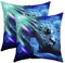 Gamepad 2er Set Kissenbezüge 45x45cm Jungen Videospiel Sofakissen Couchkissen für Couch Sofa Bett Auto Stuhl Garten Galaxis Gaming Controller Dekokissen Gamer Blau Hexagon Geometric Kissenhülle