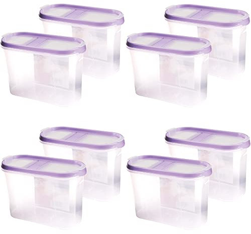 Bestlivings Vorratsdosen mit Deckel 1,4 Liter (8er Pack/Lila), Luftdicht Schüttdose BPA frei, Vorratsbehälter Set - Frischhaltedosen Klappdeckel