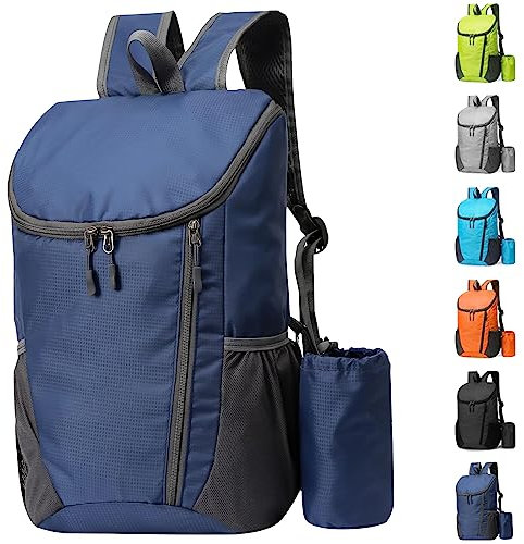 Yoolly Lightweight Foldable Backpack, Small Hiking Rucksack, Waterproof Packable Backpack for Men Women Kids, Durable Rucksack for Outdoor Sport Travelling Hiking Camping Biking Walking (Dark Blue)