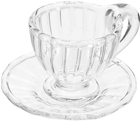 Abaodam 1 Set Dollhouse Cups and Saucers Tiny Tea Cups Dollhouse Tea Cup Dollhouse Water Mug Dish Doll Teacup Table Top Decor Doll House Accessories Water Cup Micro Scene Desktop Glass
