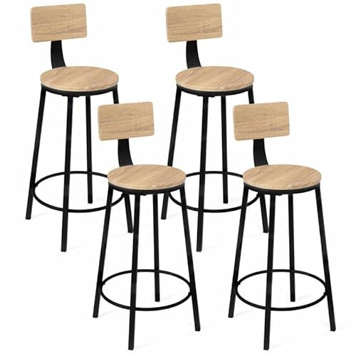IDMarket - Lot de 4 tabourets de Bar Detroit Assise Ronde avec Dossier Design Industriel