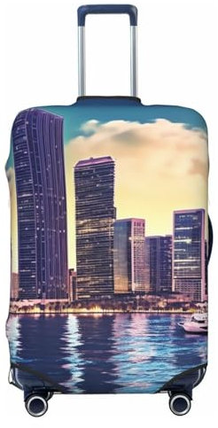 YoupO City Life Ocean Skyline Elastische Gepäckabdeckung Koffer Abdeckungen Reise Trolley Protector Gepäckabdeckung, Schwarz , M