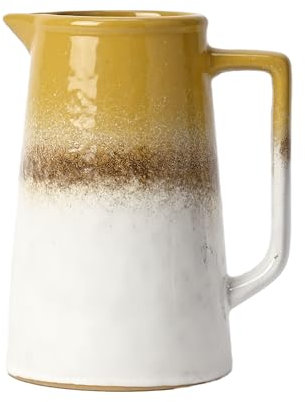 VICTOR&TERESA Vase Deko für Zuhause,senfgelbe Porzellanvase für Blumen,vase für tulpen,moderne Bauernhof-Kesselvase für Tisch,Kaminsims Akzent,Bücherregal,Wohnzimmer & Tafelaufsatz,geschenk 17cm