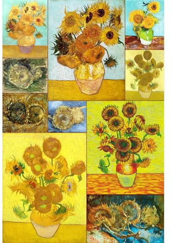 Bristlegrass Wooden Jigsaw Puzzles for Adults 1000 Pieces and up -Van Gogh-Sunflower Collection- European Style Classical Oil Painting Toys Gifts Art Collectibles Painting Puzzles (1000pc Van Gogh)