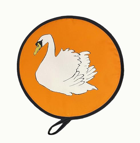 Cluck Cluck Aga Pad chef hob cover with Swan design on orange background circular