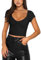 REORIA Women's Summer Sexy Casual V Neck Short Sleeve Double Lined Tight Trendy Basic T Shirts Going Out Crop Tops Tees Black X-Large