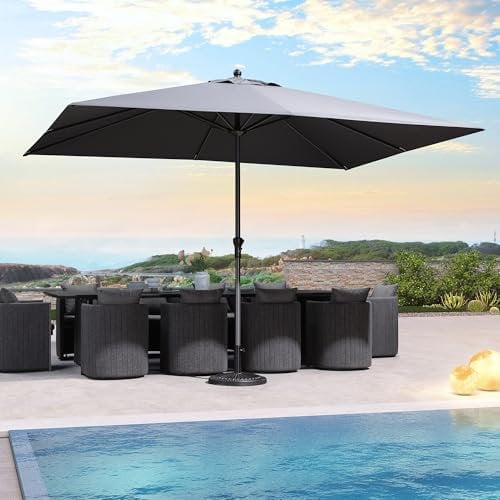 PURPLE LEAF Parasol de Jardin Exterieur 270 x 350 cm Rectangulaire Parasols en aluminium Toile Protection UV pour Balcon Terrasse Patio, Gris