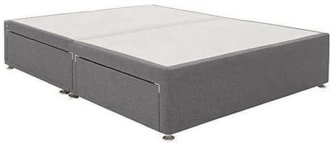 DECORE4U LTD Grey Chenille Divan Bed Base With Storage Drawers | 4FT Small Double Bed Base with 2 Drawers | Bed Base Storage