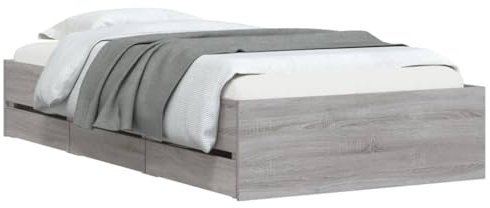 vidaXL Cama con cajones Madera de ingeniería Gris Sonoma 90x190 cm
