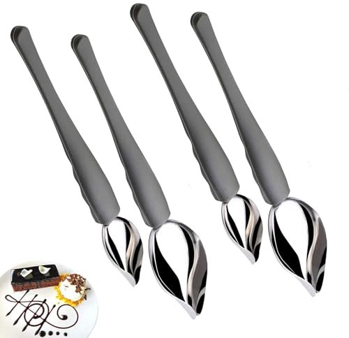 4 Piezas Cucharas De Decoración Lápiz Cuchara para Salsa Juego de Cuchara Decorativa para Decorar DIY Platos Pastel Chocolate