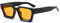 RUNHUIS Retro Dicke rechteckige Sonnenbrille für Damen Herren Vintage Klassisch Großer quadratischer Rahmen Chunky Brillen Schwarz/Orange