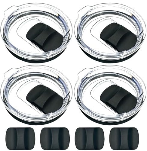 4 Pack 20 oz Tumbler Lid for Yeti Lids with 4 Magnetic Slider Replacement,Replacement Lid Compatible for YETI 20 oz Tumbler, 10/24 oz Mug, 10 oz Lowball,Rambler,Old Style Rtic Coffee Tumbler.