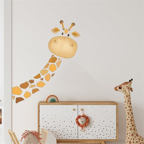 Ueiwffzo Wandtattoo Giraffe Kinderzimmer Deko Junge Mädchen Wandsticker Baby Tiere Wandaufkleber (Gelb)