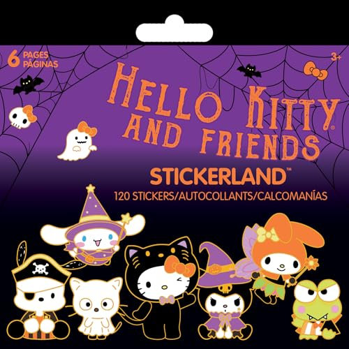 Sanrio Mini-Stickerland-Block, Hello Kitty und Freunde, Halloween, 2024, 6 Seiten