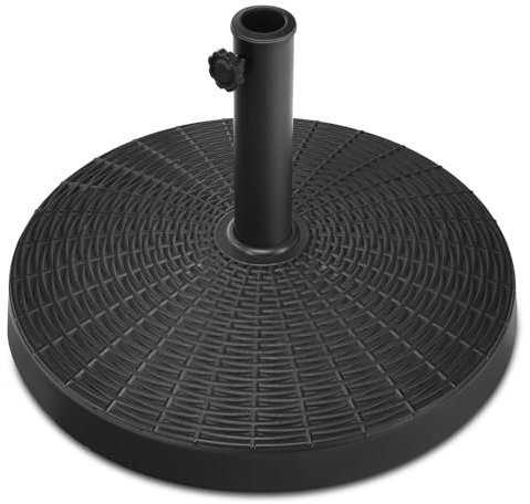 COSTWAY Base per Ombrellone da Giardino 22 kg, Supporto per Ombrellone da Esterno in Resina con Pomello Regolabile, Base Rotonda per Ombrellone 38mm/48 mm, 52 x 36 cm