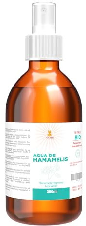 Snadi - Eau d'Hamamélis BIO | Hydrolat 500 ml | Sans Alcool | Pur, Naturel et Végan | Peau Hydratée et Sans Imperfections | Anti-inflammatoire et Cicatrisant | Idéal pour Jambes Fatiguées