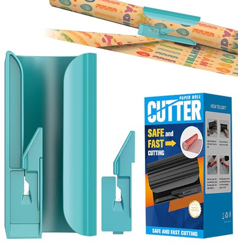 Découpe de Papier d'Emballage Cadeau, Coupe Papier D'Emballage avec 2 Lames, Coupe Papier Rouleau Coulissant, Coupe Papier Cadeau, Pour Rouleaux De Papier, DéCoupe De Papier D'Emballage Cadeau (Vert)