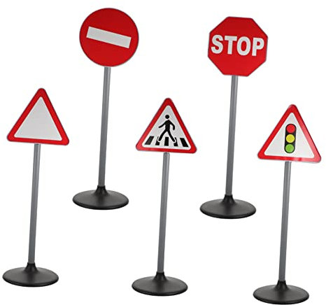 MUSISALY 5pièces Jouets De Simulation Panneaux De Signalisation pour Garçon Fille Éducation Précoce Sécurité Routière Jeu Éducatif Multiscène pour Apprentissage Et Imagination Décoration Lu