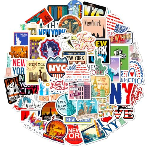New York laptop sticker geschenke travel stickers aufkleber koffer New York city stickers aesthetic erwachsene sticker fotoalbum scrapbook aufkleber USA travel