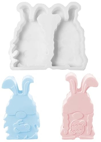 2 Stück Silikonformen Gießformen Osterzwerg WISIRENT, Silikonform Ostern Wichtel Silikonform Ostereier Hase, Osterzwerg Gießformen Silikon Frühling, Ostern Silikonformen Hasenei für Diy