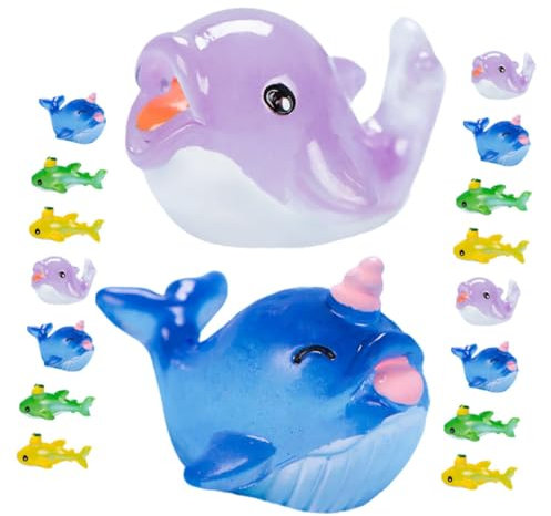 Vaguelly Mini-ozeanfiguren Meerestiere Modell 16 Stück Kunstharz Basteln Mini-meerestiere für Aquarium Gartendekoration