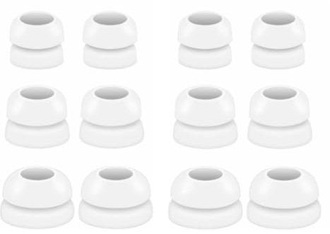 Rhinent Double Flange Earbuds tips, for Beats fit pro/Studio Solo Buds Tips/Sony WF-C700N Wf-C510 Wireless Earbuds Noise Isolation Anti slip Soft Replacement Eartips 6 Pairs (White)