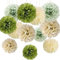 12pcs Sage Green Olive Green Cream Birthday Decorations,Tissue Paper Pom Poms for Boho Baby Shower Wedding Wild Safari Greenery Party Decorations