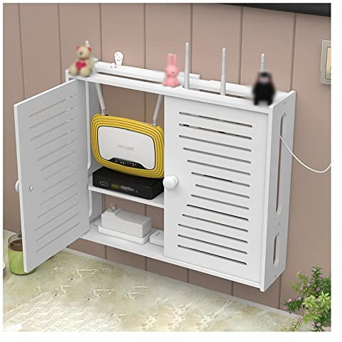 Wall-mounted WiFi Router Shelf Set-top Box Supports Cable Organiser Storage Wall-Mounted Shelf Bracket/Home And Office WiFi Router Adjustable Cable Box