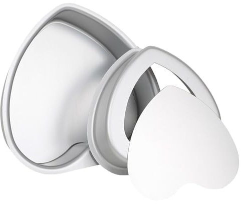 Auddemg Kuchenform Herz, 2-Teil-Set (20/25 cm), Hochwertige Backform Herz aus eloxiertem Aluminium mit abnehmbarem Boden, Silber