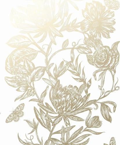 WPE® Crown Luxury Mayfair Kew Floral Metallic Wallpaper Gold/Cream M1474 – Elegant Floral Design with Gold Accents for Living Room, Bedroom, Hallway