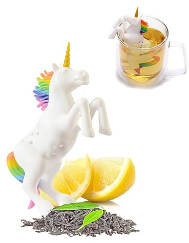 SCJJ Teefilter,Einhorn Cute Animal Teesieb,tea infuser cute,Tee Ei für losen Tee,Tea Infuser lustig,Teesieb für Tasse,Gewürzsieb Silikon,Teekugel-Tier-Figur