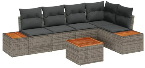 vidaXL Garten-Sofa-Set 5 STK. 5-Sitzanzahl Grau Poly Rattan