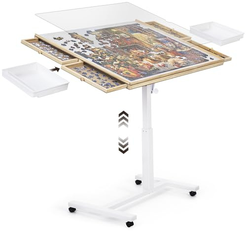 ropoda 1500 PCS Jigsaw Puzzle Table with Drawers and Single-Pedestal