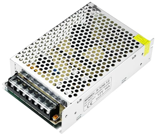 QWORK® Alimentatore Interruttore,DC 12V 10A LED Trasformatore di alimentazione, 120W, applicato all'automazione, display LED, comunicazione