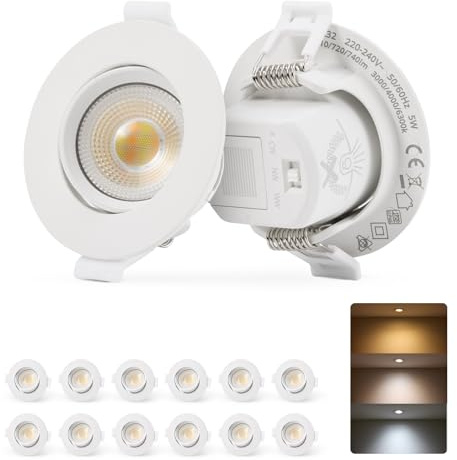 BOJIM IP65 LED Einbaustrahler 230V Badezimmer Spots Deckenleuchte 60-68mm Lochmaß Deckenspots, Einbauleuchten Flach Feuchtraum Küchen Warmweiß Neutralweiß Kaltweiß Schwenkbar Einbauspots 5W 710lm